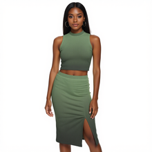 Load image into Gallery viewer, All-Over Print Women's Tank Top & Split High Skirt Set