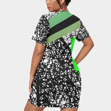 Load image into Gallery viewer, All-Over Print Women’s Stacked Hem Dress With Short Sleeve(Plus Size)