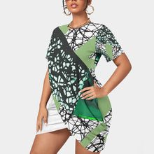 Load image into Gallery viewer, All-Over Print Women’s Stacked Hem Dress With Short Sleeve(Plus Size)