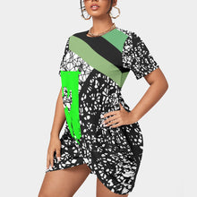 Load image into Gallery viewer, All-Over Print Women’s Stacked Hem Dress With Short Sleeve(Plus Size)