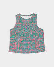 Load image into Gallery viewer, Coral & Teal Tribal Lines Women's Cropped Tank