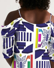 Load image into Gallery viewer, 3D Jeweled Flag Women's Open Shoulder A-Line Dress