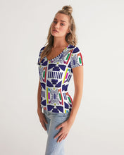 Load image into Gallery viewer, 3D Jeweled Flag Women's V-Neck Tee