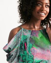 Load image into Gallery viewer, painters table 2 Women's Open Shoulder A-Line Dress