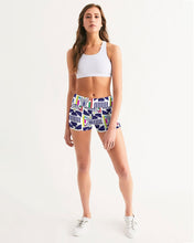 Load image into Gallery viewer, 3D Jeweled Flag Women's Mid-Rise Yoga Shorts