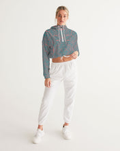 Load image into Gallery viewer, Coral & Teal Tribal Lines Women's Cropped Windbreaker