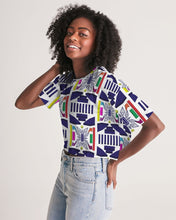 Load image into Gallery viewer, 3D Jeweled Flag Women's Lounge Cropped Tee