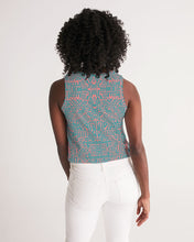 Load image into Gallery viewer, Coral & Teal Tribal Lines Women's Cropped Tank