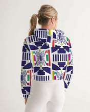 Load image into Gallery viewer, 3D Jeweled Flag Women's Cropped Hoodie