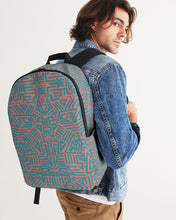 Load image into Gallery viewer, Coral & Teal Tribal Lines Large Backpack