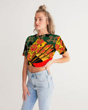 Load image into Gallery viewer, continuospeace1 heritage print Women's Twist-Front Cropped Tee