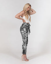 Load image into Gallery viewer, batik_white and black Women's Belted Tapered Pants