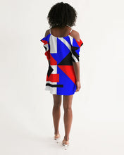 Load image into Gallery viewer, 80s Diamond half Women's Open Shoulder A-Line Dress