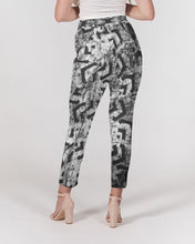 Load image into Gallery viewer, batik_white and black Women's Belted Tapered Pants