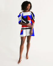 Load image into Gallery viewer, 80s Diamond half Women's Open Shoulder A-Line Dress