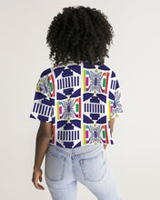 Load image into Gallery viewer, 3D Jeweled Flag Women's Lounge Cropped Tee