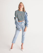 Load image into Gallery viewer, Coral & Teal Tribal Lines Women's Twist-Front Cropped Tee