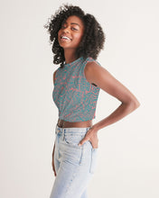 Load image into Gallery viewer, Coral & Teal Tribal Lines Women's Twist-Front Tank