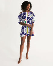 Load image into Gallery viewer, 3D Jeweled Flag Women's Open Shoulder A-Line Dress