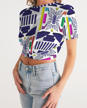 Load image into Gallery viewer, 3D Jeweled Flag Women's Twist-Front Cropped Tee