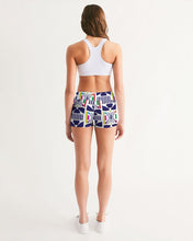 Load image into Gallery viewer, 3D Jeweled Flag Women's Mid-Rise Yoga Shorts