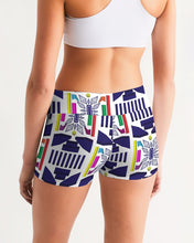 Load image into Gallery viewer, 3D Jeweled Flag Women's Mid-Rise Yoga Shorts