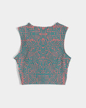 Load image into Gallery viewer, Coral & Teal Tribal Lines Women's Twist-Front Tank