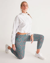 Load image into Gallery viewer, Coral & Teal Tribal Lines Women's Track Pants