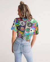 Load image into Gallery viewer, whole LOTTA flowers DOUBLE TAKE Women's Twist-Front Cropped Tee