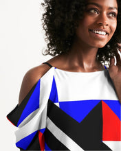 Load image into Gallery viewer, 80s Diamond half Women's Open Shoulder A-Line Dress