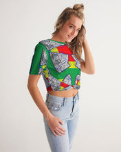 Load image into Gallery viewer, FUNKARA POLYGON CLOTH 1 Women's Twist-Front Cropped Tee