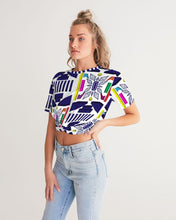 Load image into Gallery viewer, 3D Jeweled Flag Women's Twist-Front Cropped Tee