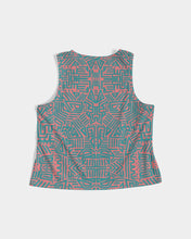 Load image into Gallery viewer, Coral & Teal Tribal Lines Women's Cropped Tank