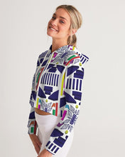 Load image into Gallery viewer, 3D Jeweled Flag Women's Cropped Hoodie