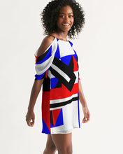 Load image into Gallery viewer, 80s Diamond half Women's Open Shoulder A-Line Dress