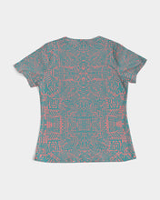 Load image into Gallery viewer, Coral & Teal Tribal Lines Women's Tee