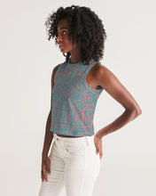 Load image into Gallery viewer, Coral & Teal Tribal Lines Women's Cropped Tank
