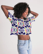 Load image into Gallery viewer, 3D Jeweled Flag Women's Lounge Cropped Tee