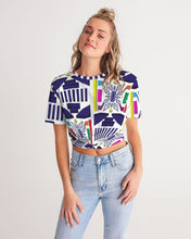 Load image into Gallery viewer, 3D Jeweled Flag Women's Twist-Front Cropped Tee