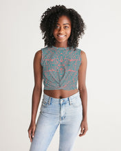 Load image into Gallery viewer, Coral & Teal Tribal Lines Women's Twist-Front Tank