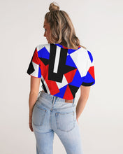 Load image into Gallery viewer, 80s Diamond half Women's Twist-Front Cropped Tee