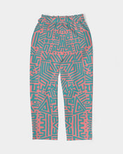 Load image into Gallery viewer, Coral & Teal Tribal Lines  Women's Belted Tapered Pants
