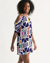 Load image into Gallery viewer, 3D Jeweled Flag Women's Open Shoulder A-Line Dress