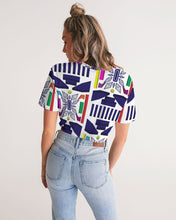 Load image into Gallery viewer, 3D Jeweled Flag Women's Twist-Front Cropped Tee