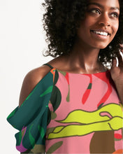 Load image into Gallery viewer, MONSTERA Women's Open Shoulder A-Line Dress