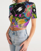 Load image into Gallery viewer, whole LOTTA flowers DOUBLE TAKE Women's Twist-Front Cropped Tee