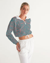 Load image into Gallery viewer, Coral & Teal Tribal Lines Women's Cropped Windbreaker