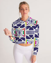 Load image into Gallery viewer, 3D Jeweled Flag Women's Cropped Hoodie