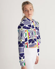 Load image into Gallery viewer, 3D Jeweled Flag Women's Cropped Hoodie