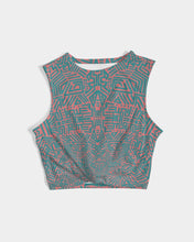 Load image into Gallery viewer, Coral & Teal Tribal Lines Women's Twist-Front Tank